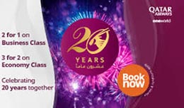 Qatar Airways 20 years — holiday sale of tickets